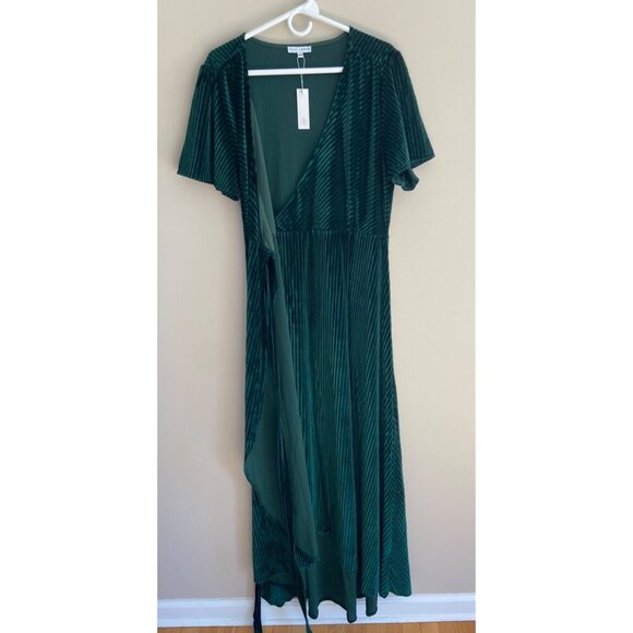 Baltic Born NWT Emerald Green Velvet RIbbed Wrap Dress Size XXXL Size 3XL Plus - Picture 8 of 12